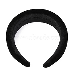 Flocking Cloth Sponge Thick Hairbands, for DIY Woman Hair Accessories , Black, 14~42mm, Inner Diameter: 145x125mm(OHAR-O018-04B)