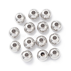 Tarnish Resistant 304 Stainless Steel Spacer Beads, Round, Stainless Steel Color, 8x6.5mm, Hole: 2.5mm(STAS-T021-8)