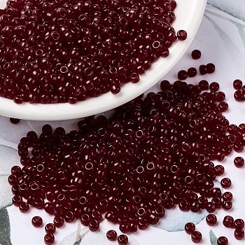 MIYUKI Round Rocailles Beads, Japanese Seed Beads, (RR141) Transparent Ruby, 8/0, 3mm, Hole: 1mm, about 2111~2277pcs/50g