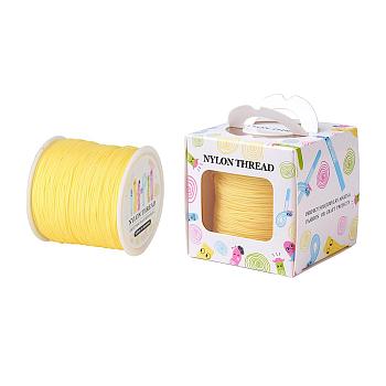 Nylon Thread, Champagne Yellow, 0.8mm, about 98.43yards/roll(90m/roll)