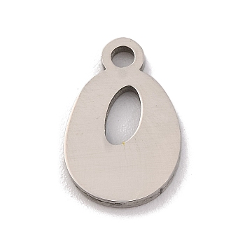 Non-Tarnish 201 Stainless Steel Charms, Laser Cut, Letter Charm, Letter O, 10.5x7x1mm, Hole: 1.2mm