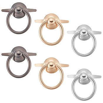 WADORN 6Pcs 3 Colors Zinc Alloy Ring Suspension Clasps, Bag Strap Connector Buckle, for Bag Replacement Accessories, Mixed Color, 4.4cm, 2pcs/color