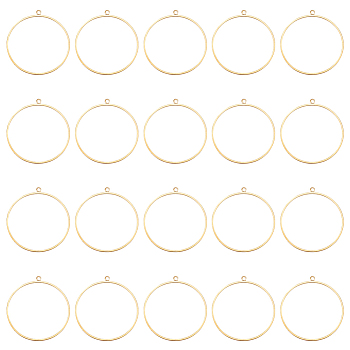 20Pcs Brass Pendants, Round Ring, Golden, 37.5x35x1mm, Hole: 1.6mm