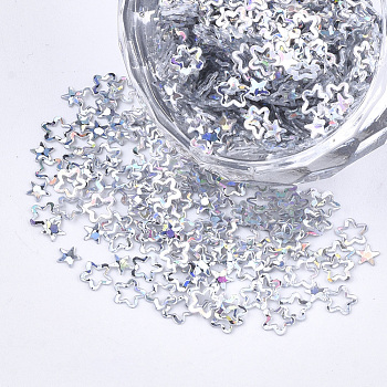 Shining Nail Art Glitter, Manicure Sequins, DIY Sparkly Paillette Tips Nail, Star, Silver, 2~4x2~4x0.3mm