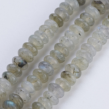 Natural Labradorite Beads Strands, Rondelle, 4.5~5x2~2.5mm, Hole: 0.8mm, about 162~166pcs/strand, 15.1  inch~15.3 inch(38.5~39cm)