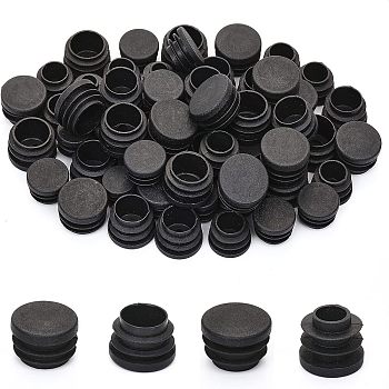 CHGCRAFT 64Pcs 4 Style Plastic Furniture End Caps, Chair Leg Inserts Plug, Round Tube Inserts, Chair Leg Glide Protectors, Column, Black, 20~30x9.5~17mm, 16pcs/style