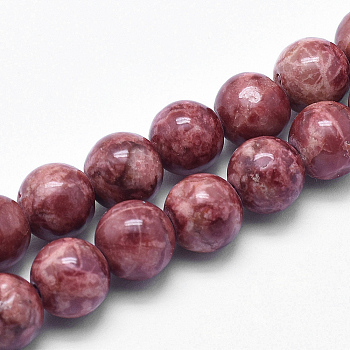 Natural Marble Beads Strands, Round, Dyed & Heated, Brown, 8mm, Hole: 1mm, about 46pcs/strand, 15 inch(38cm)