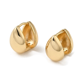 Brass Hoop Earrings, Teardrop, Light Gold, 15x10mm
