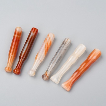 Natural Agate Beads, Dyed & Heated, Cigarette Holder, Mixed Color, 56~80x10.5~16.5mm, Hole: 2.5~8mm