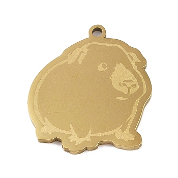 304 Stainless Steel Pendants, Guinea Pig Charm, Golden, 24.5x21.5x1.5mm, Hole: 1mm