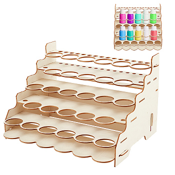 5-Layer Wooden Craft Paint & Brash Rack, Pigment Organizer Holder, for Paint Tool Storage, Wheat, Finished Product: 25.5x21.2x17cm