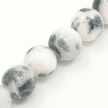 Natural Persian Jade Beads Strands, Dyed, Round, Gray, 8mm, Hole: 1.2~1.5mm, about 50pcs/strand, 16 inch