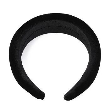 Flocking Cloth Sponge Thick Hairbands, for DIY Woman Hair Accessories , Black, 14~42mm, Inner Diameter: 145x125mm