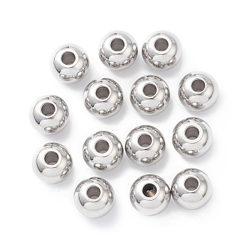 304 Stainless Steel Spacer Beads, Round, Stainless Steel Color, 8x6.5mm, Hole: 2.5mm