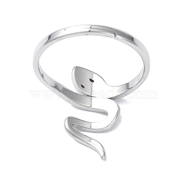 Bague ajustable en acier inoxydable anti-ternissement 304 en forme de serpent pour femme(RJEW-I097-06P)-3