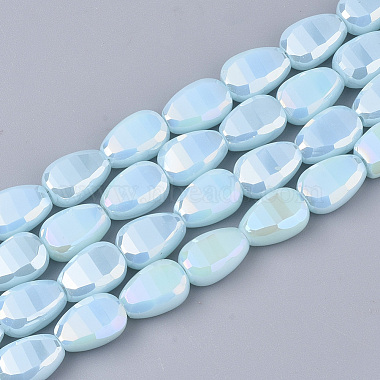 9mm Cyan Teardrop Glass Beads