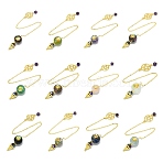 Round Resin Dowsing Pendulum Big Pendants, Natural & Synthetic Gemstone Chip Inisde and Cadmium Free & Lead Free Golden Plated Brass Findings, Cone Charm, 215mm(G-C117-01G)