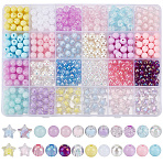 760Pcs Acrylic Beads, Mixed Shapes, Mixed Color, 6~10.5x6~11x5~8mm, Hole: 1.5~2mm(OACR-SP0001-37)