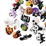 Halloween Theme Iron Push Pins, Resin Cabochon Drawing Pins, Ghost & Witch & Monster Map Tacks, Mixed Color, 16~32x15~35mm, 25pcs/set, 1 set/box(AJEW-FH0003-63)