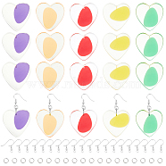 Nbeads DIY Dangle Earring Making Kits, 20Pcs 5 Colors Heart Transparent Resin Beads, with Iron Jump Rings & Pin, Brass Earring Hooks, Mixed Color, 37~37.5x37.5x4.5~5.5mm(DIY-NB0005-84)