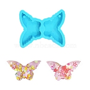 Butterfly DIY Pendant Silicone Molds, Resin Casting Molds, for UV Resin & Epoxy Resin Jewelry Making, Deep Sky Blue, 44x52.5x7mm, Hole: 3mm, Inner Diameter: 25x39mm(DIY-G062-D04)