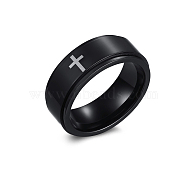 Stainless Steel Rotating Plain Band Ring, Fidget Spinner Ring for Calming Worry Meditation, Electrophoresis Black, US Size 12(21.4mm)(WG30601-24)