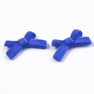 Flocky Acrylic Beads, Bowknot, Royal Blue, 21x34x6.5mm, Hole: 1.4mm(OACR-S134-001H)
