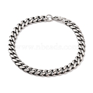 Non-Tarnish 304 Stainless Steel Cuban Link Chain Bracelets for Men, Stainless Steel Color, 8-5/8 inch(22cm)(BJEW-B096-35B-AS)