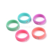 Silicone Finger Rings, with Rhinestone, Mixed Color, US Size 6, Inner Diameter: 17mm, 5pcs/bag(RJEW-H547-08A)