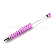 Plastic Beadable Pens, Press Ball Point Pens, for DIY Pen Decoration, Deep Pink, 146x11.5mm(AJEW-L094-01H)