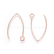 Ion Plating(IP) 304 Stainless Steel Earring Hooks, with Horizontal Loop, Rose Gold, 26x15.5mm, Hole: 2.5mm, Pin: 0.8mm(X-STAS-L216-03A-RG)