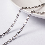 304 Stainless Steel Venetian Chains, Box Chains, Unwelded,  with Spool, Rectangle, Stainless Steel Color, 4x2x1mm, about 32.8 Feet(10m)/roll(CHS-H007-34P)