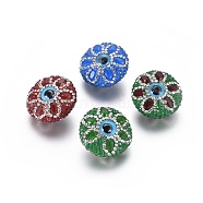 Cubic Zirconia Beads, with Cat Eye, Flat Round with Evil Eye, Mixed Color, 24.5~25x13.5~14mm, Hole: 1.4mm(RB-K075-M)