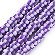 Handmade Polymer Clay Beads Strands, for DIY Jewelry Crafts Supplies, Flat Round, Blue Violet, 6.8~8x3mm, Hole: 1.4mm, about 110~116pcs/strand, 15.75 inch(40cm)(CLAY-N008-042B)