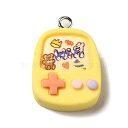 Opaque Resin Pendants, Game Machine Charms, with Platinum Tone Iron Loops, Champagne Yellow, 25x17x6.5mm, Hole: 2mm(RESI-G081-02C)