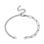 304 Stainless Steel Curb & Paperclip Chains Bracelet Making, Stainless Steel Color, 6-3/8 inch(16.2cm)(BJEW-JB10030-02)