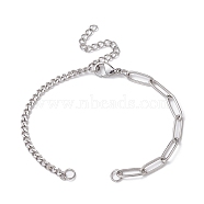 Tarnish Resistant 304 Stainless Steel Curb & Paperclip Chains Bracelet Making, Stainless Steel Color, 6-3/8 inch(16.2cm)(BJEW-JB10030-02)