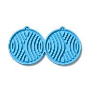 DIY Flat Round with Wave Pendant Silicone Molds, Resin Casting Molds, for UV Resin & Epoxy Resin Jewelry Making, Deep Sky Blue, 52.5x98x4mm, Hole: 2.2mm, Inner Diameter: 48.5x46.5mm(DIY-I099-24)