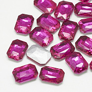 Pointed Back Glass Rhinestone Cabochons, Faceted, Rectangle Octagon, Rose, 10x8x3.5mm(RGLA-T079-8x10mm-09)