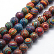 Synthetic Malachite Beads Strands, Dyed, Round, Colorful, 8mm, Hole: 1mm, about 46pcs/strand,  14.76 inch(37.5cm)(X-G-I199-32-8mm-D)