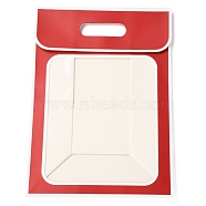 Rectangle Paper Bags, Flip Over Paper Bag, with Handle and Plastic Window, Red, 35x25x15cm(ABAG-I005-01B-02)