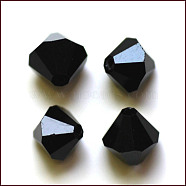 Imitation Austrian Crystal Beads, Grade AAA, Faceted, Bicone, Black, 10x9~10mm, Hole: 0.9~1.6mm(SWAR-F022-10x10mm-280)
