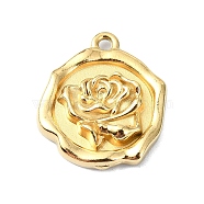 Ion Plating(IP) 304 Stainless Steel Pendants, Real 18K Gold Plated, Flat Round Charm, Flower, 16x13x3mm, Hole: 1.2mm(STAS-B058-07G-03)