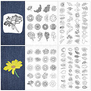 4 Sheets 2 Style Bohemia Style Water Soluble Fabric, Wash Away Embroidery Stabilizer, Flower & Leaf, Mixed Shapes, 300x212x0.1mm, 2 sheets/style(DIY-CP0009-52C)