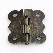 Wooden Box Accessories Iron Hinge, 90 Degree Fixed, Antique Bronze, 25x20x2.5mm, Hole: 3mm(IFIN-R203-54AB)