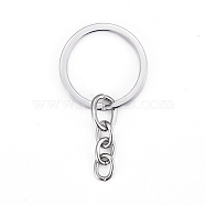 Alloy Split Key Rings, with Chains, Keychain Clasp Findings, Platinum, 22mm(E426-A)