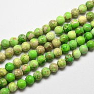 Natural Imperial Jasper Beads Strands, Round, Dyed, Lime, 8mm, Hole: 1mm, about 48pcs/strand, 15.7 inch(G-I122-8mm-01)