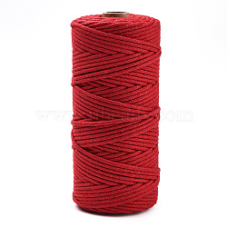Cotton String Threads, Macrame Cord, Decorative String Threads, for DIY Crafts, Gift Wrapping and Jewelry Making, Red, 3mm, about 109.36 Yards(100m)/Roll.(OCOR-T001-02-33)