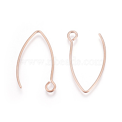 Ion Plating(IP) 304 Stainless Steel Earring Hooks, with Horizontal Loop, Rose Gold, 26x15.5mm, Hole: 2.5mm, Pin: 0.8mm(X-STAS-L216-03A-RG)