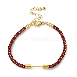 Braided Nylon Cord Bracelet Making, with Golden Tone 304 Stainless Steel Lobster Claw Clasps and Brass Findings, Dark Red, 6-7/8 inch(17.5cm), Pin: 1mm(MAK-L043-01G-01)